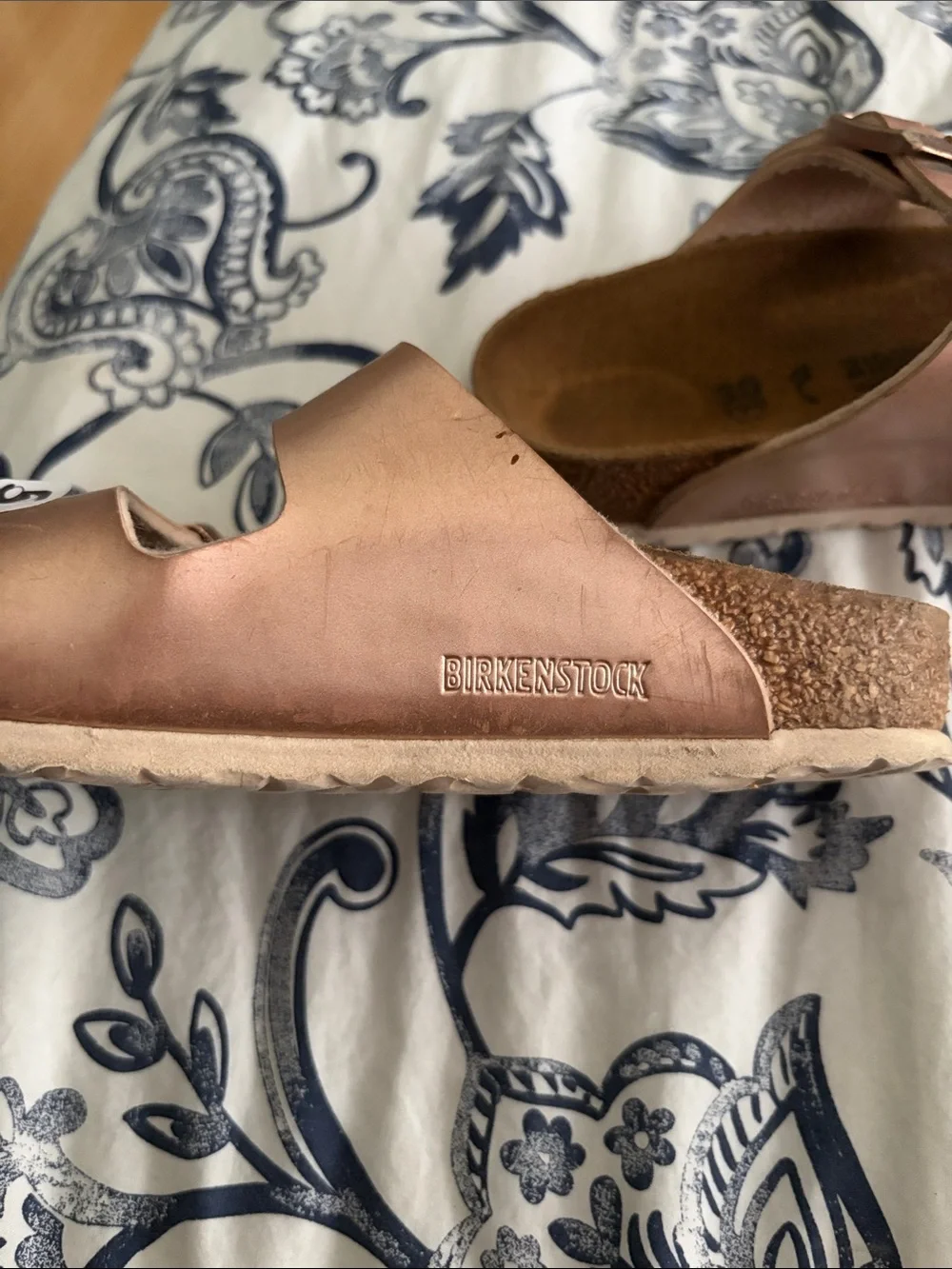 Kids Birkenstock Metallic Rose Gold Double-Buckle Sandals